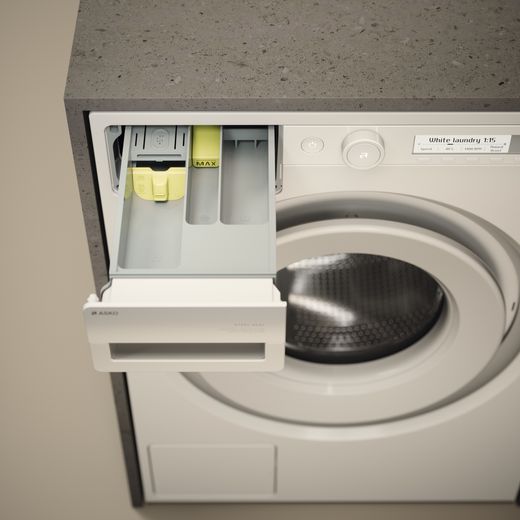 ASKO Steel Seal™ W3096CW.UK 9kg Washing Machine with 1600 rpm - White - Detergent drawer open