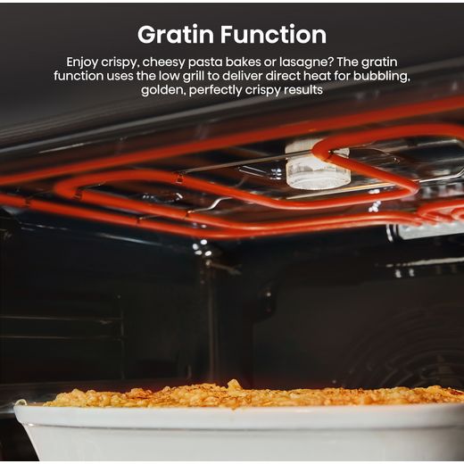 Hisense Hi2 BI626PBUPUK Built In Electric Single Oven with Pyrolytic Cleaning - Jet Black - Annotation - Gratin function