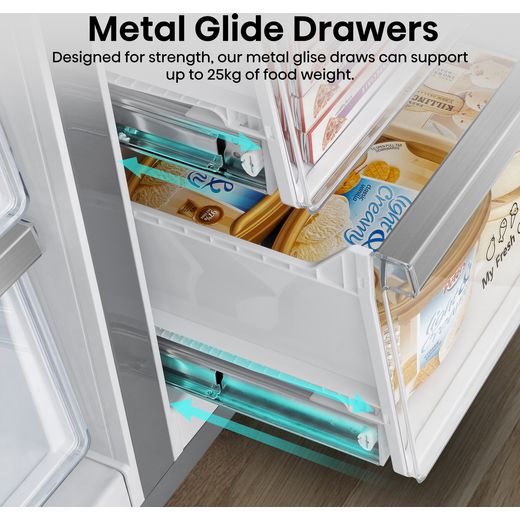 Hisense PureFlat American Fridge Freezer - Black / Stainless Steel - Annotation - Metal glider shot 