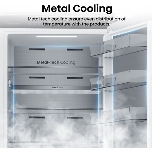 Hisense InvisibleFresh RB5B280SSWC Wifi Connected 193cm 60/40 Integrated Fridge Freezer with Fixed Door Fixing Kit - White - Annotation - Metal cooling
