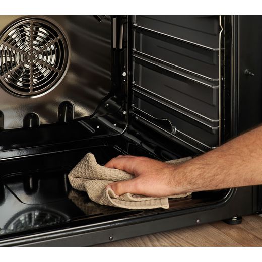 Belling 60cm wide Double Oven Dual Fuel BEL FSA VISION 60DF Cooker - Black / Silver Steel - Cleaning interior