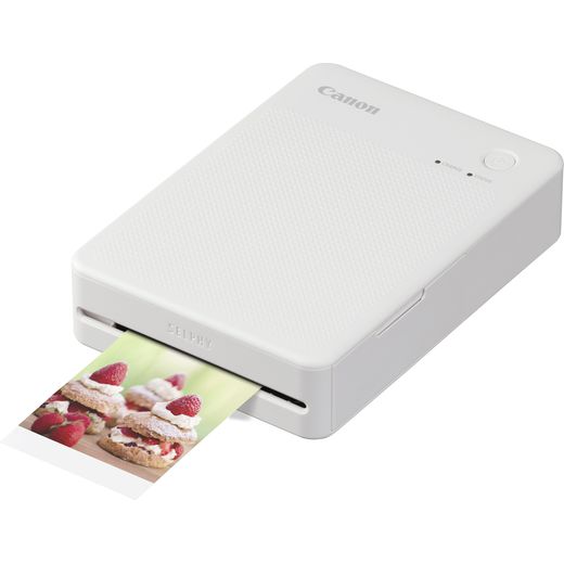 Canon QX20 Wireless Inkjet Printer - White - Left perspective with print shot