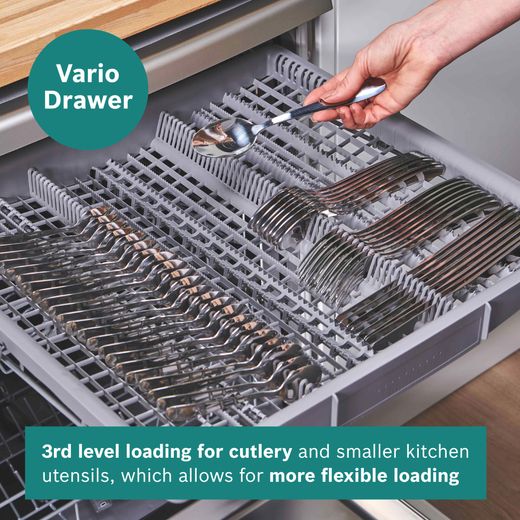 Bosch Series 6 Fully Integrated Standard Dishwasher - Stainless Steel - Annotation - vario drawer shot
