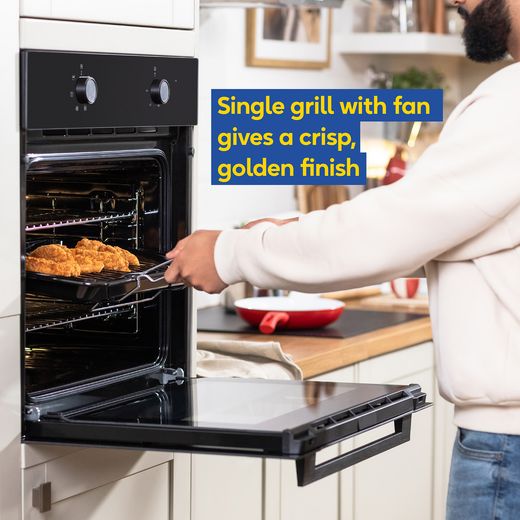 Russell Hobbs RHFEO7008MB Built In Electric Single Oven - Matte Black - Annotation - Grill with fan
