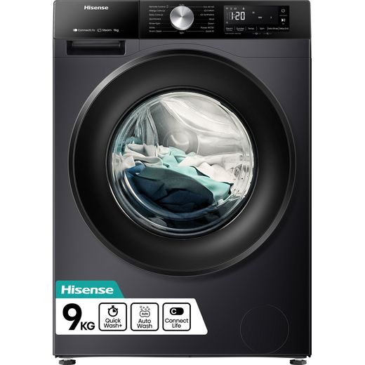 Hisense 3S Series WF3S9043BB3 9kg Washing Machine with 1400 rpm - Black - Front shot