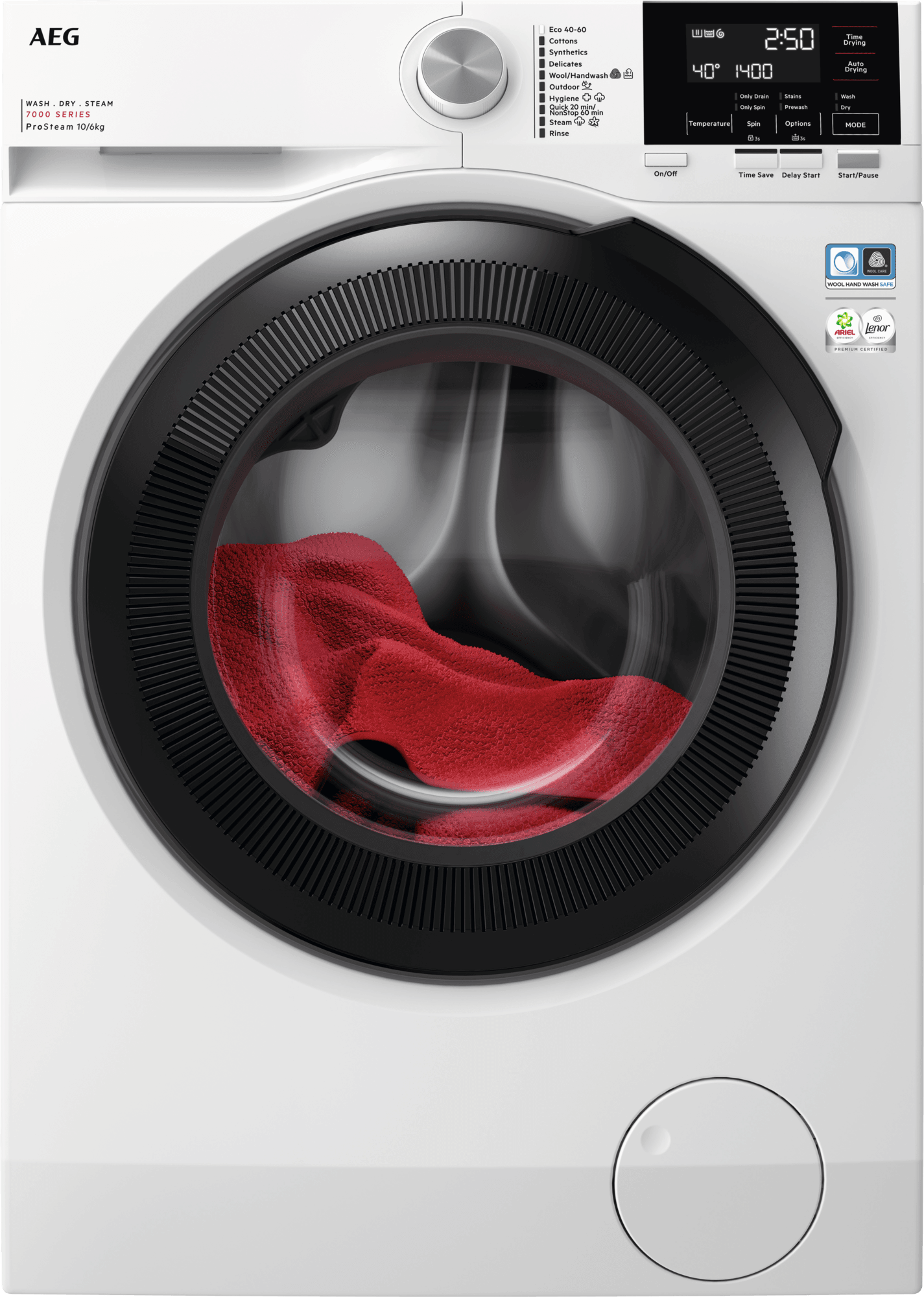 Image of AEG 7000 Series LWR7116O4B 10Kg/6Kg Washer Dryer with 1600 rpm - White - D Rated [Wash&Dry], White
