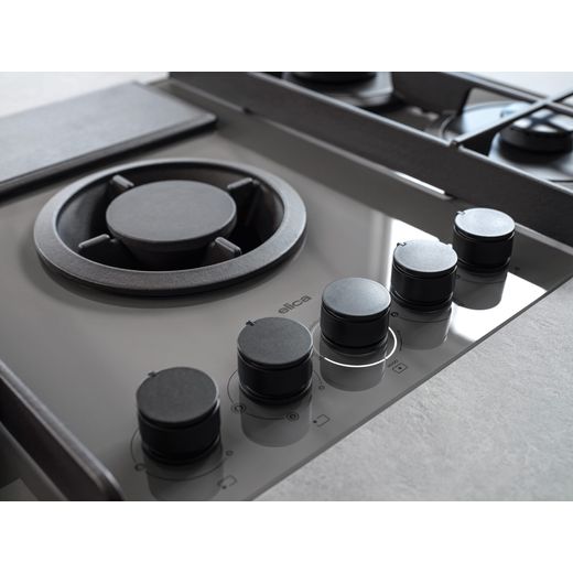 Elica NikolaTesla Flame EVO NT-FLAME-EVO-BL 88cm Venting Gas Hob - Black  - Control panel shot 
