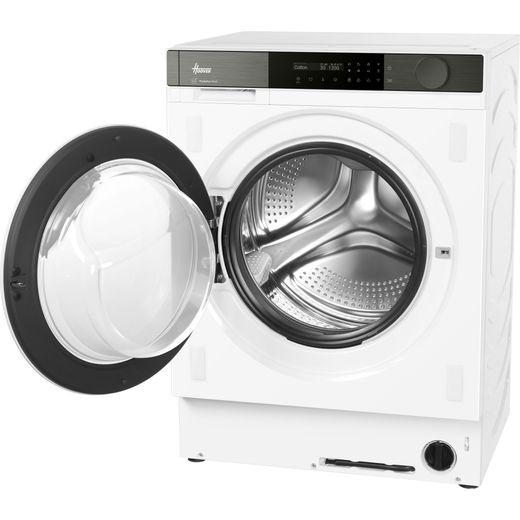 Hoover H-Wash 600 HBSI 410CIL8U-80 Integrated 10kg Washing Machine with 1400 rpm - White - Left perpsective with door open shot