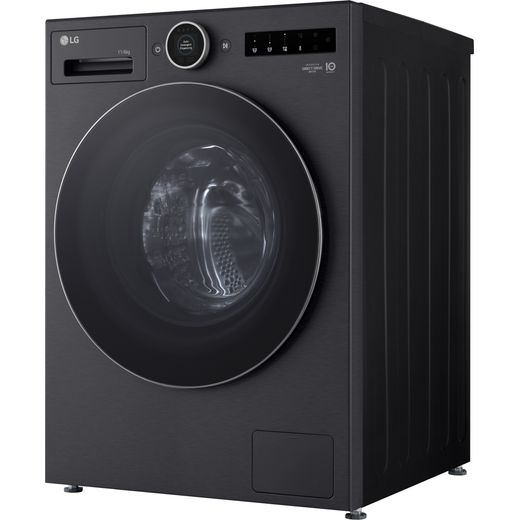 LG Series 10 WHX9516TBC Wifi Connected 11Kg / 6Kg Heat Pump Washer Dryer with 1400 rpm - Black - left perspective shot
