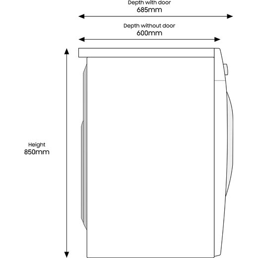 Samsung Series 5 ecobubble™ 8Kg / 5Kg Washer Dryer - White - Dimension