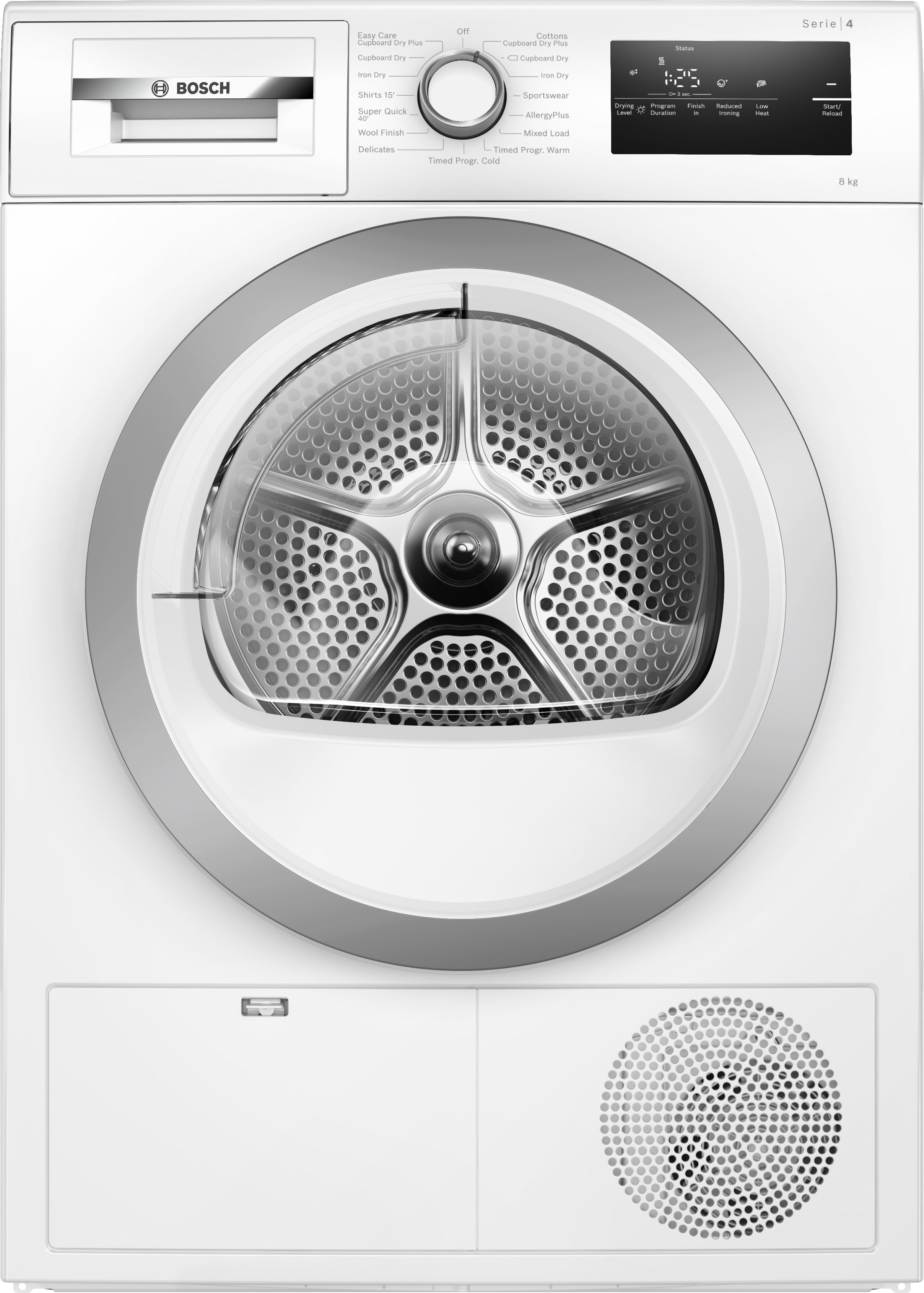Bosch Series 4 WTN83203GB 8Kg Condenser Tumble Dryer - White - B Rated, White