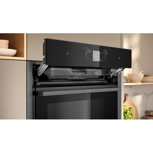 NEFF Compact Electric Single Oven - Graphite Grey - Movable control panel to access water tray shot