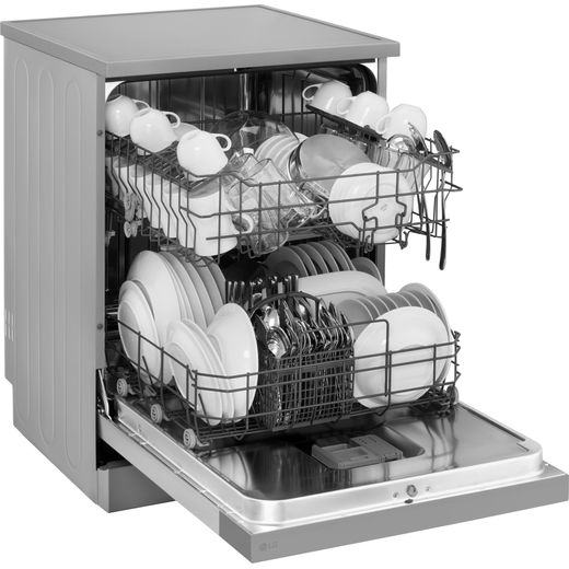 LG Standard Dishwasher - Silver - Right perpsective with door open shot