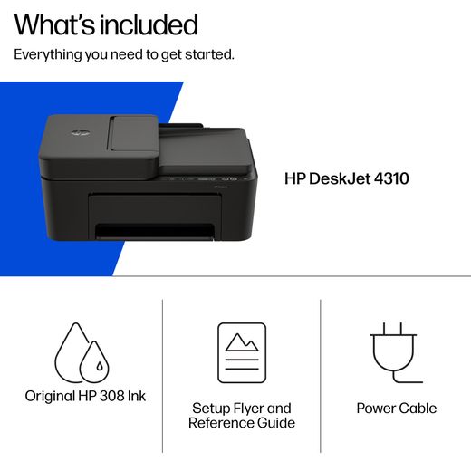 HP DeskJet 4310 Wireless Inkjet Printer includes 3 months Free Instant Ink - Grey - Annotation - What's included