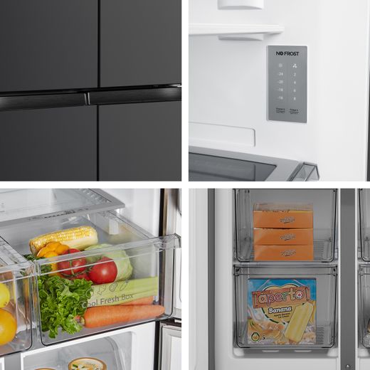 Fridgemaster American Cross Door American Fridge Freezer - Black - Multiple shots