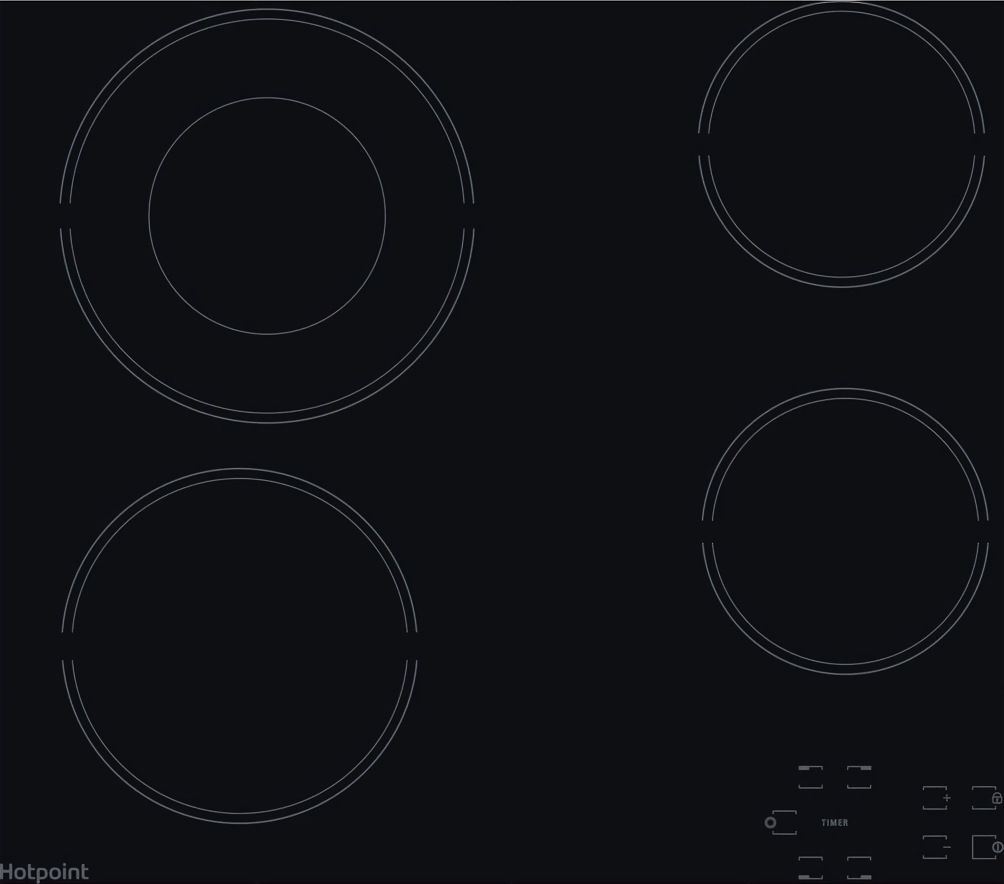 Image of Hotpoint HR612CH 58cm Ceramic Hob - Black, Black