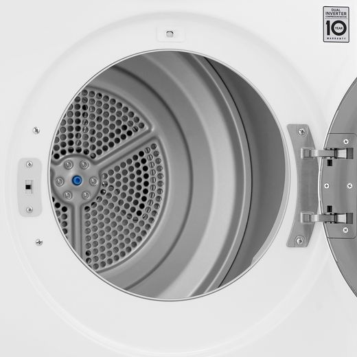 LG Series 4 ThinQ™ FDV709W Wifi Connected 9Kg Heat Pump Tumble Dryer - White - close up drum shot