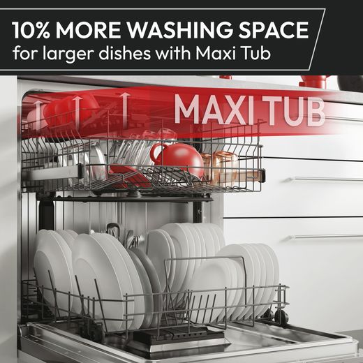 Hoover H-DISH 500 Fully Integrated Standard Dishwasher - Silver with Fixed Door Fixing Kit - Annotation - Maxi Tub