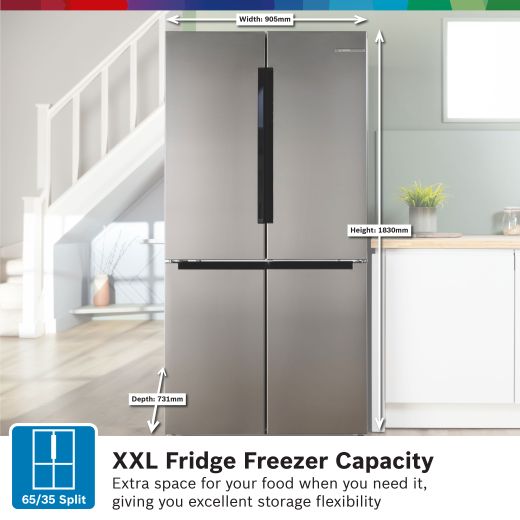 Bosch Series 4 American Fridge Freezer - Stainless Steel Effect - Dimensions