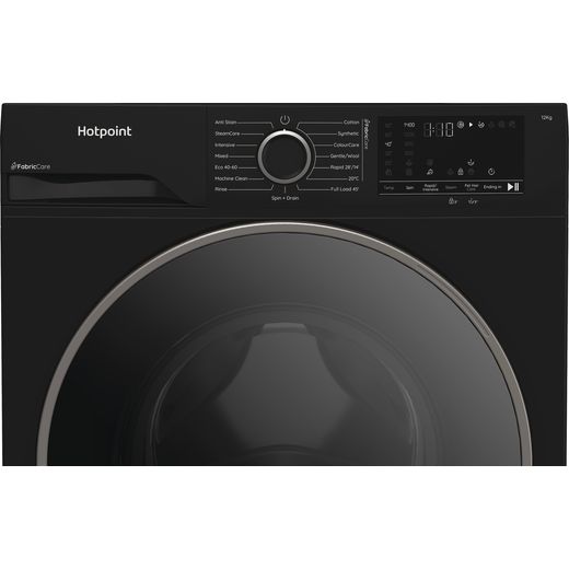 Hotpoint Fabric Care HBCA 123B CARE UK 12kg Washing Machine with 14000 rpm - Black - Close up shot