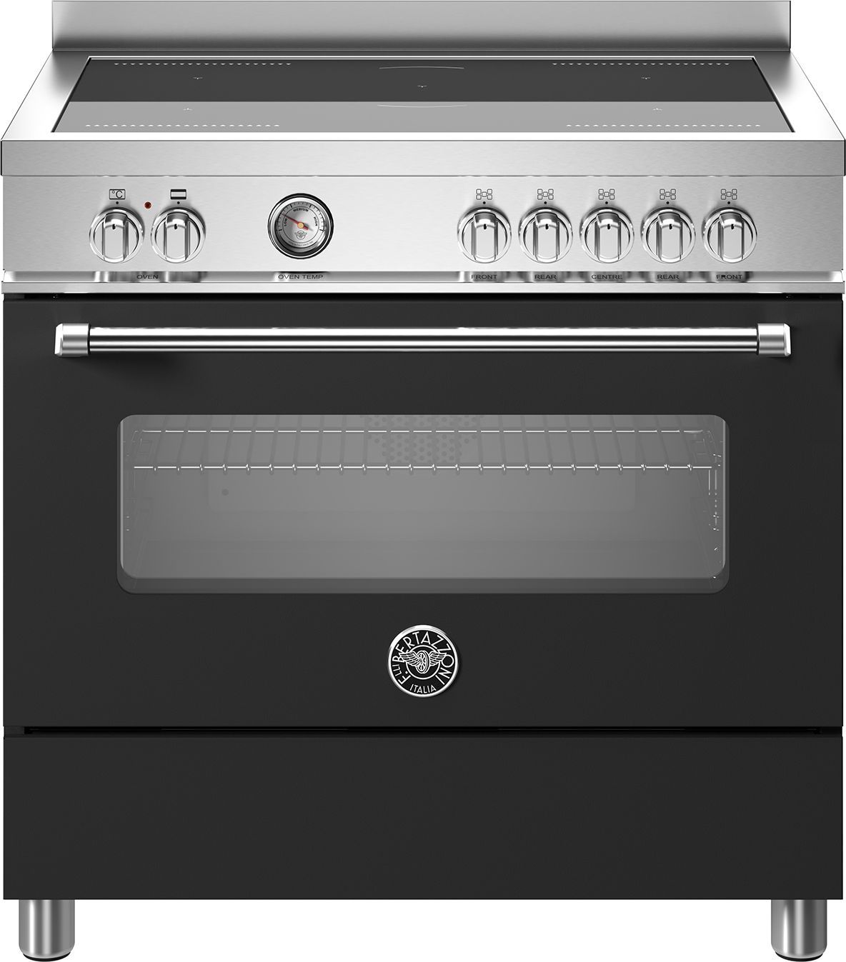 Bertazzoni Master Series MAS95I1ENEC 90cm Electric Range Cooker with Induction Hob - Nero - A Rated, Black