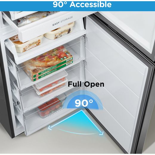 Midea 50/50 Total No Frost Fridge Freezer - Silver - Annotation - 90 accessible