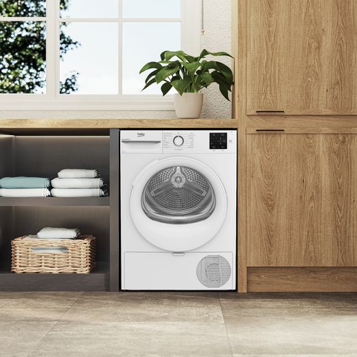 Beko BM3T3822W 8Kg Heat Pump Tumble Dryer - White - Tumble dryer in utility room shot