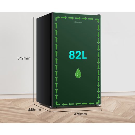Fridgemaster MUR4894EB Compact 84cm Fridge with Ice Box - Black  - Annotation -  dimension shot