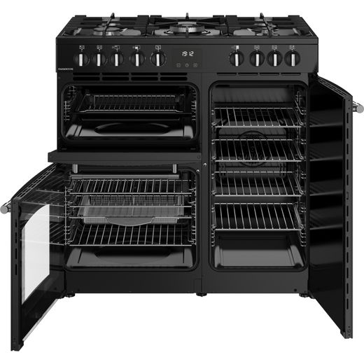 Belling FARMHOUSE 90DF Dual Fuel Range Cooker - Black - Doors open