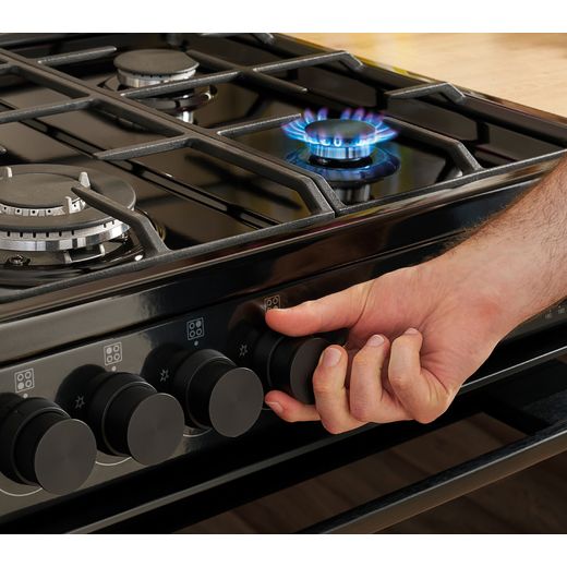 Belling 60cm wide Double Oven Dual Fuel BEL FSA VISION 60DF Cooker - Black / Silver Steel - Turning control dial
