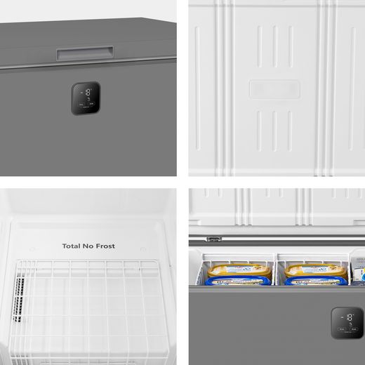 Hisense FT280WN3SGD Total No Frost Chest Freezer - Silver - close up detail shot