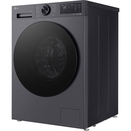 LG Series 5 AI Direct Drive F4X5013TBB 13kg Washing Machine with 1400 rpm - Essence Matte Black - left perpsective shot