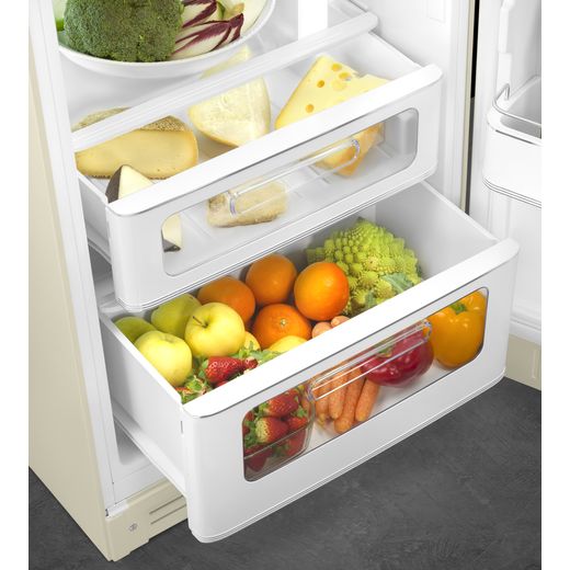 Smeg 50s Style Retro Right Hand Hinge FAB30RCR6UK 172cm 80/20 Fridge Freezer - Cream - Drawers open