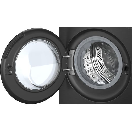 LG VX70 Series AI Direct Drive™ F4X7011TBB 11kg Washing Machine with 1400 rpm - Matte Black - Close up drum shot