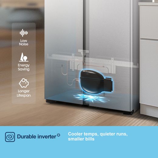 Fridgemaster American Fridge Freezer - Silver - Annotation - Durable inverter