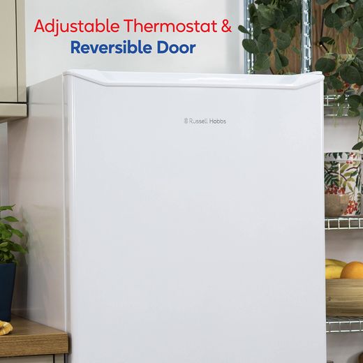 Russell Hobbs Upright Freezer - White - Annotation - Adjustable thermostat & reversible door