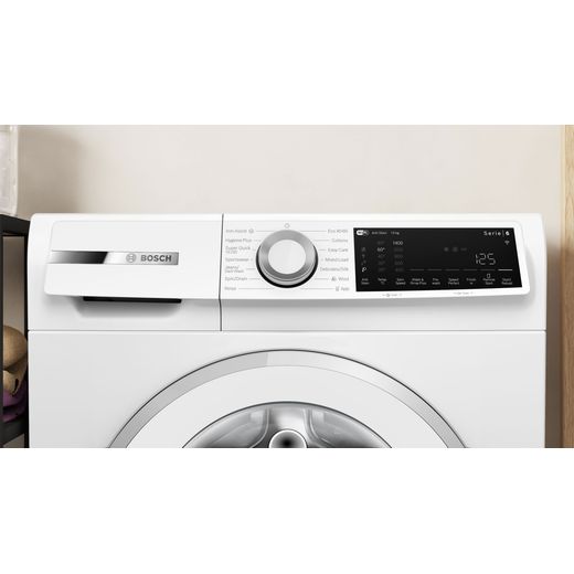 Bosch Series 6 WGJ25400GB 10kg Washing Machine with 1351 rpm - White - close up control panel shot