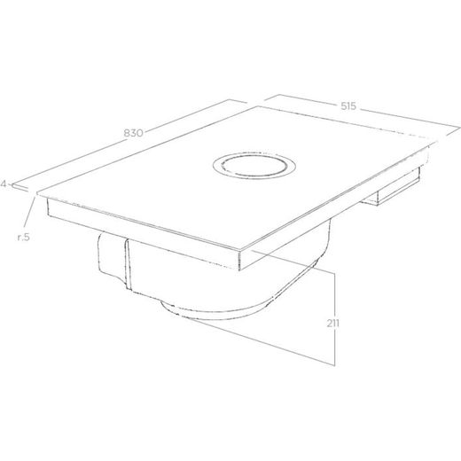 Elica NT-SWITCH BG DO 83cm Venting Induction Hob - Black - Dimension shot