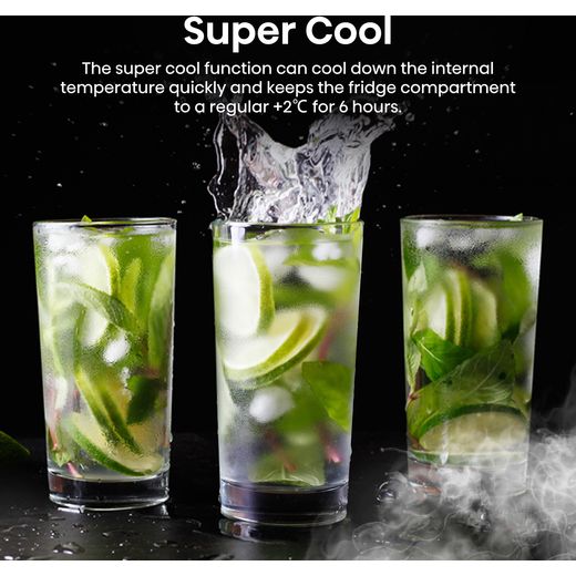 Hisense American Fridge Freezer - Silver Glass - Annotation - Super cool