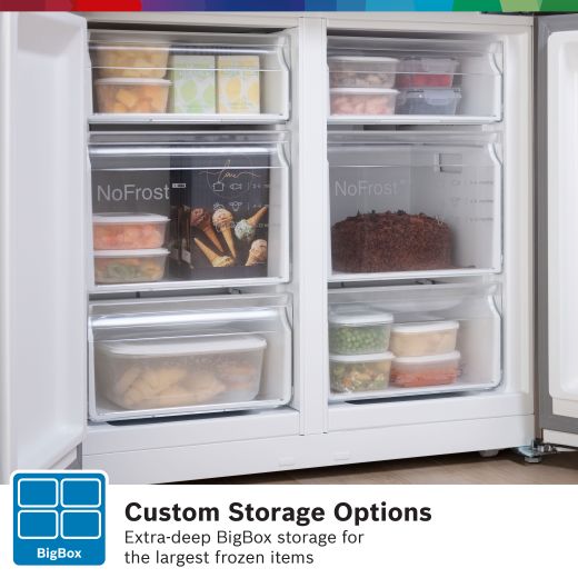 Bosch Series 4 American Fridge Freezer - Stainless Steel Effect - Annotation - Custom storage options