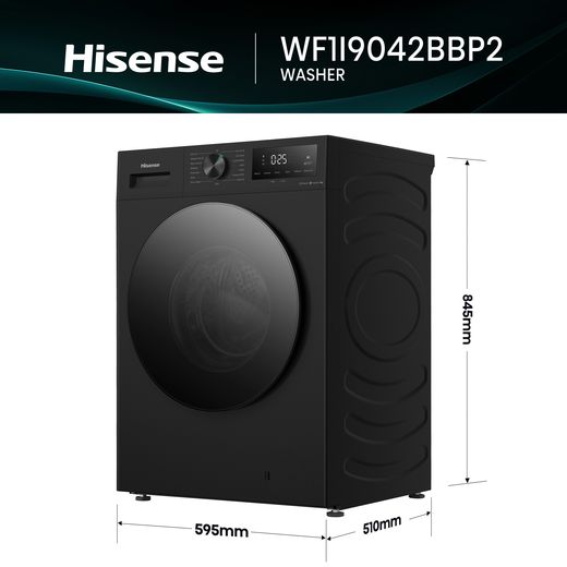 Hisense 1i Series WF1I9042BBP2 9kg Washing Machine with 1400 rpm - Black - dimensions