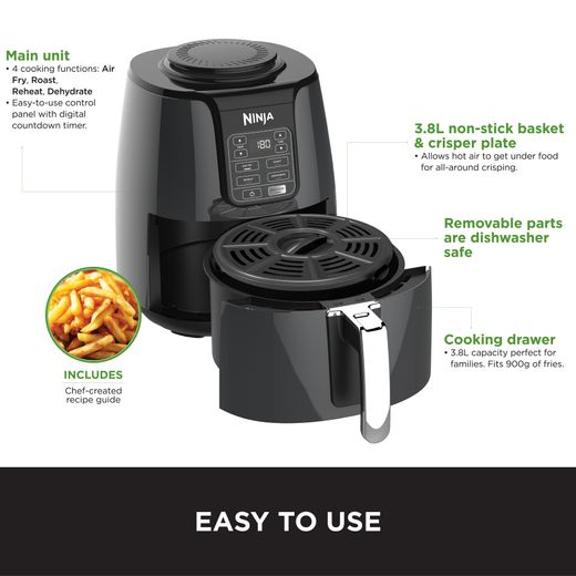 Ninja Foodi Air Fryer AF100UK Air Fryer - Grey - Annotation - Easy to use