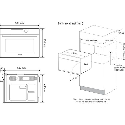 Samsung Series 5 Compact Electric Single Oven - Black Glass