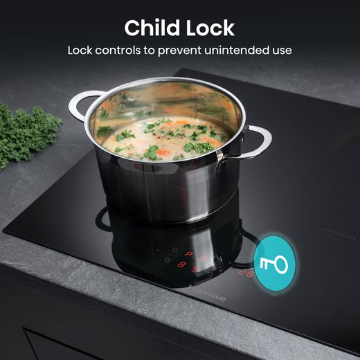 Hisense HIA64UK 59cm Induction Hob - Black - Annotation - Child lock shot