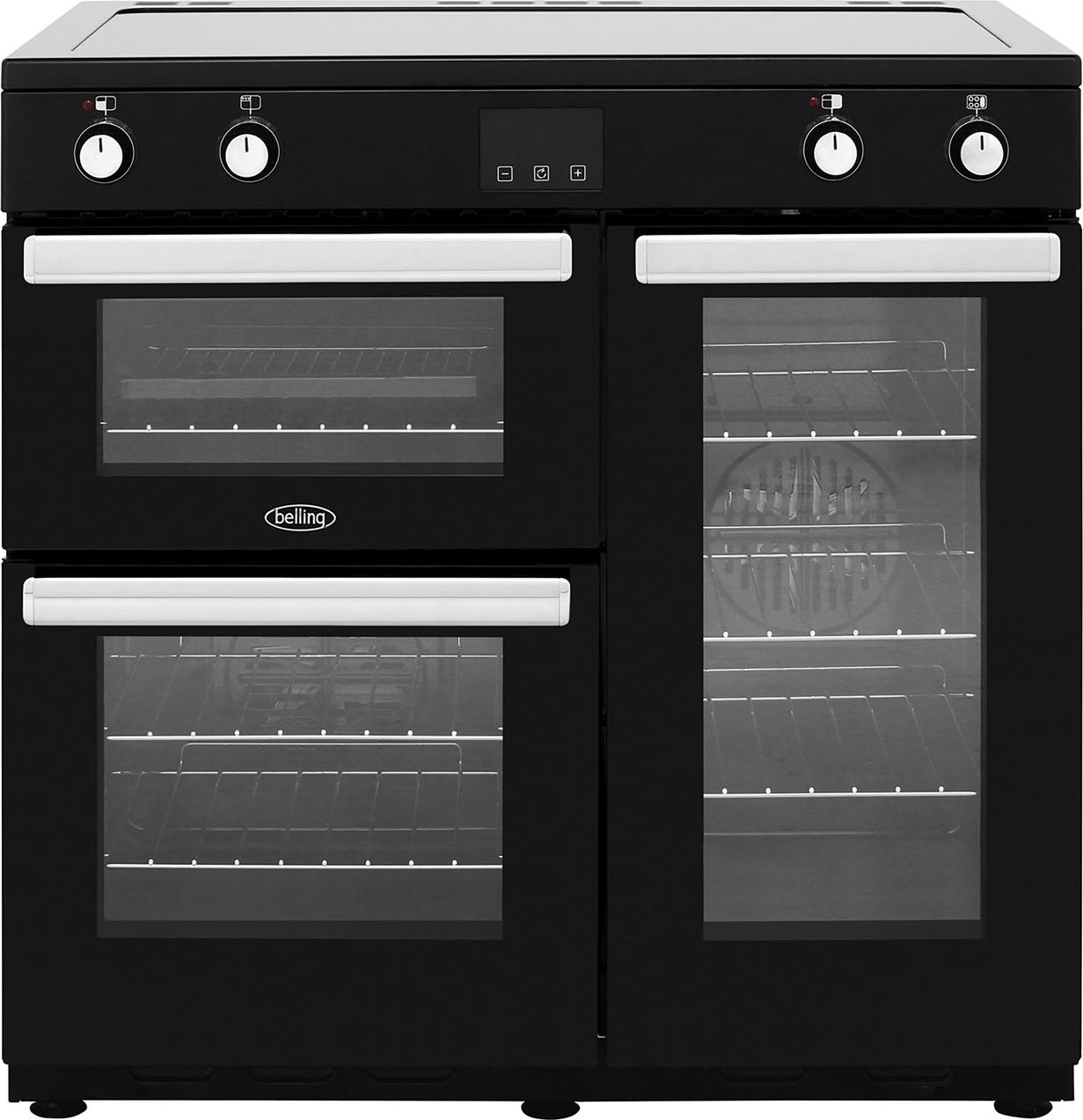 Belling Cookcentre90Ei 90cm Electric Range Cooker with Induction Hob - Black - A/A Rated, Black
