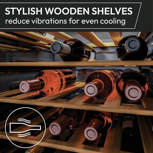 Hoover Wine Cooler - Black - Annotation - wooden shelves shot