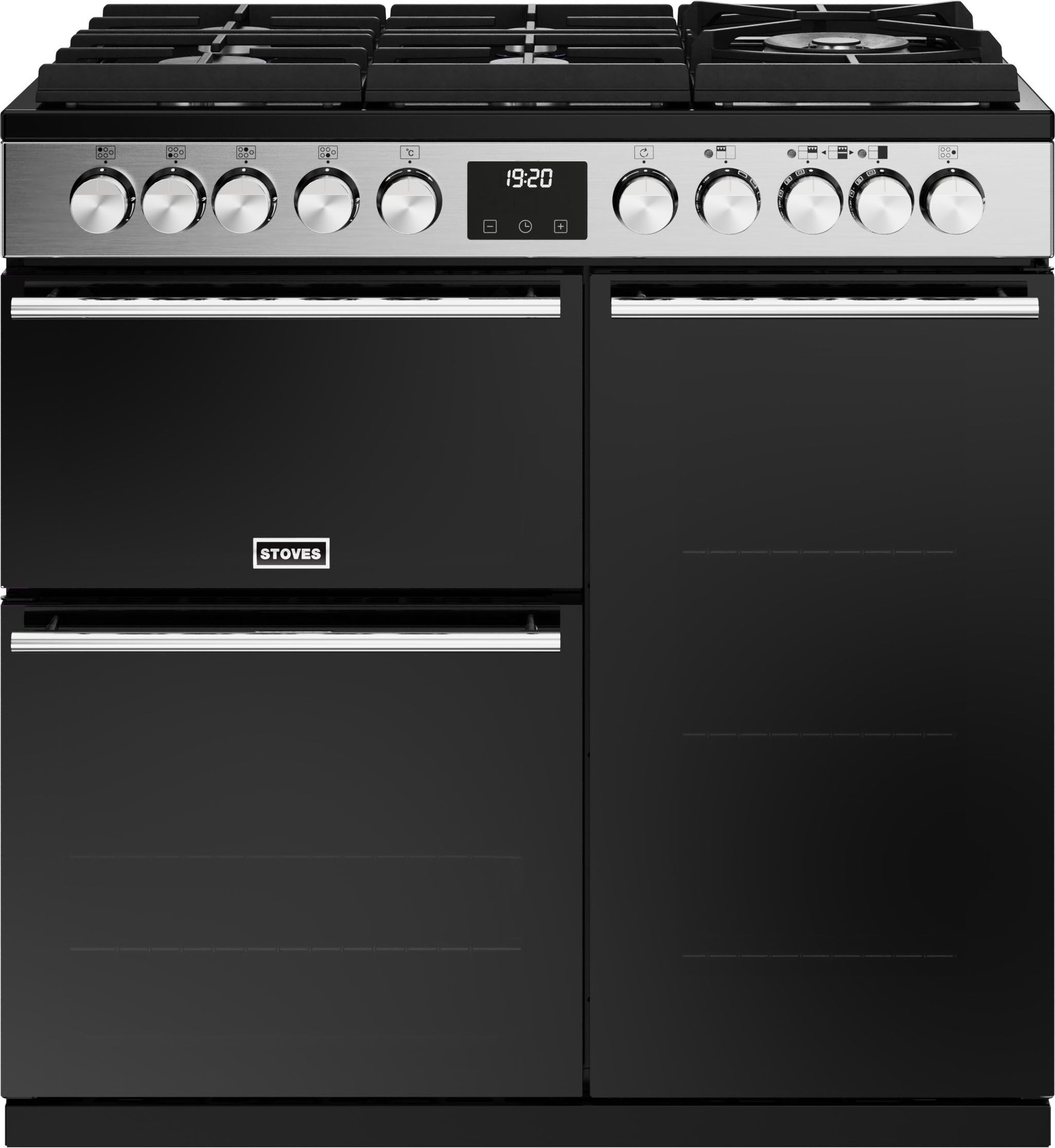 Stoves Precision Deluxe ST DX PREC D900DF GTG SS Dual Fuel Range Cooker - Stainless Steel / Black - A/A/A Rated, Stainless Steel