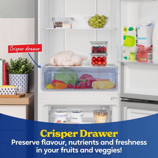 Russell Hobbs RH181TNF552E2SSWD 181cm 50/50 Frost Free Fridge Freezer - Stainless Steel - Annotation - crisper drawer shot 