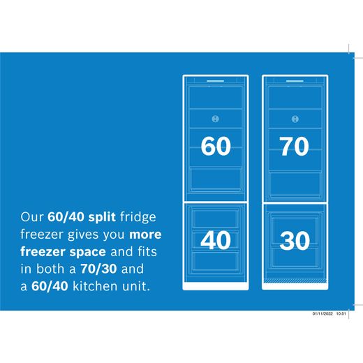 Bosch Series 4 Integrated 60/40 Frost Free Fridge Freezer with Sliding Door Fixing Kit - White - Annotation - Conversion shot