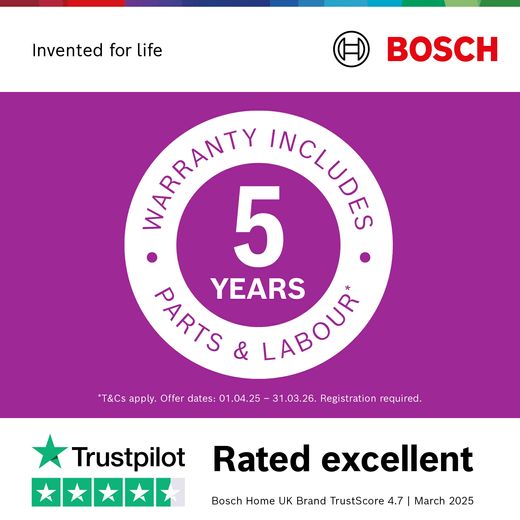 Bosch Series 4 Standard Dishwasher - White - Annotation - Warranty shot